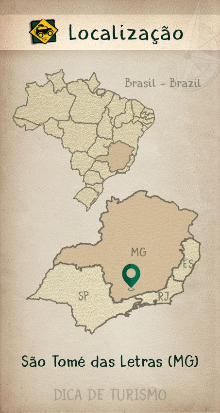 Mapa de localização de São Tomé das Letras MG